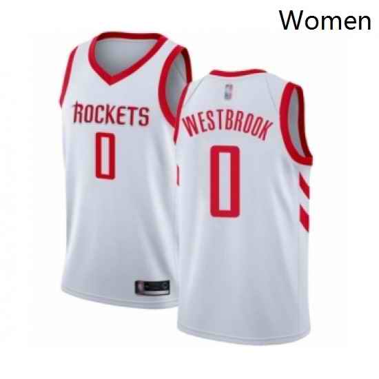 Womens Houston Rockets 0 Russell Westbrook Swingman White Basketball Jersey Association Edition